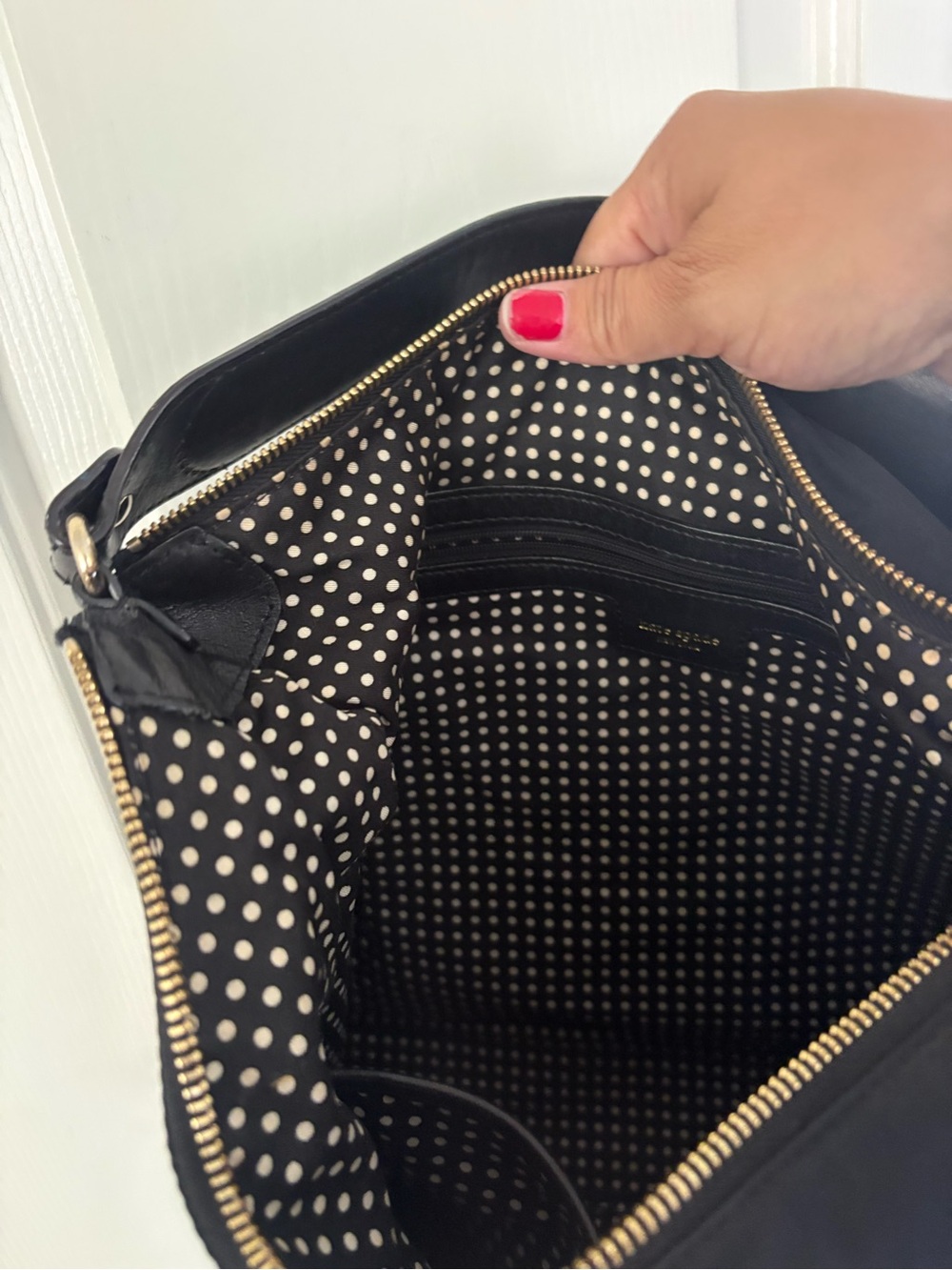 Kate Spade Black Nylon Shoulder Bag Hobo Purse large tote - Picture 3 of 3